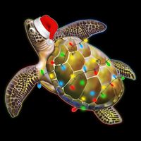 Cute Christmas Lights Santa Sea Turtle Flatbill Hat