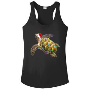 Cute Christmas Lights Santa Sea Turtle Ladies PosiCharge Competitor Racerback Tank