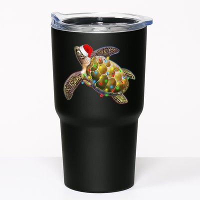 Cute Christmas Lights Santa Sea Turtle Tumbler