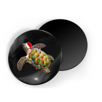 Cute Christmas Lights Santa Sea Turtle Magnet