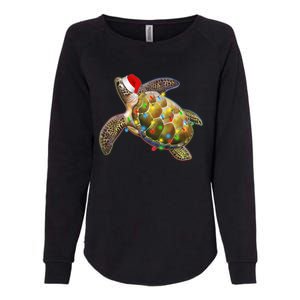 Cute Christmas Lights Santa Sea Turtle Womens California Wash Sweatshirt