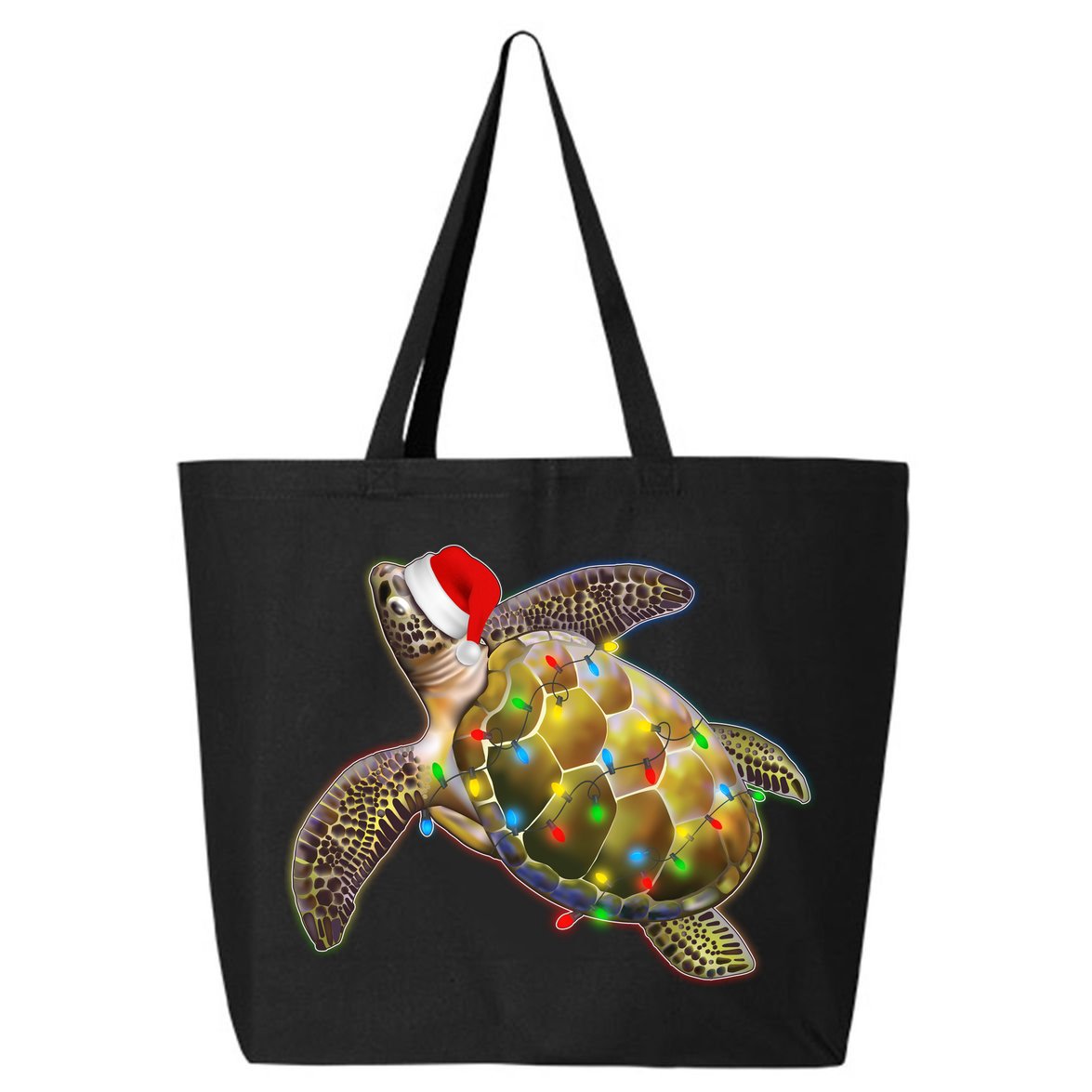 Cute Christmas Lights Santa Sea Turtle 25L Jumbo Tote
