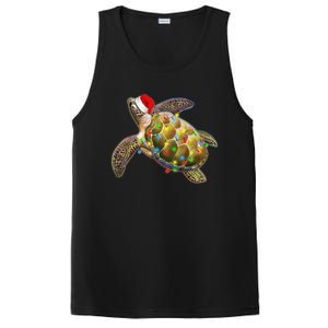 Cute Christmas Lights Santa Sea Turtle PosiCharge Competitor Tank