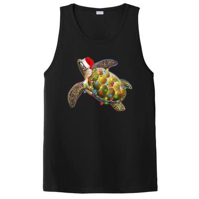 Cute Christmas Lights Santa Sea Turtle PosiCharge Competitor Tank