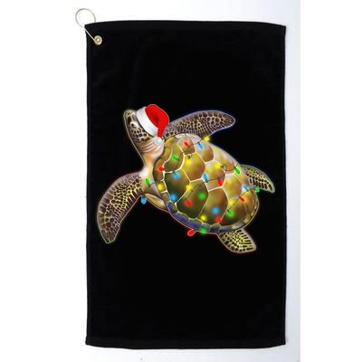 Cute Christmas Lights Santa Sea Turtle Golf Towel