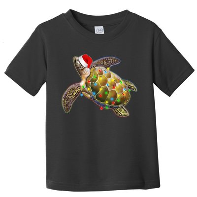 Cute Christmas Lights Santa Sea Turtle Toddler T-Shirt