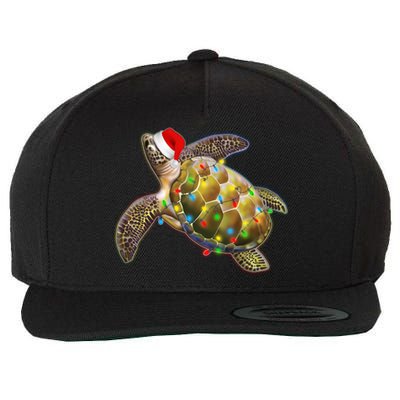 Cute Christmas Lights Santa Sea Turtle Wool Snapback Cap