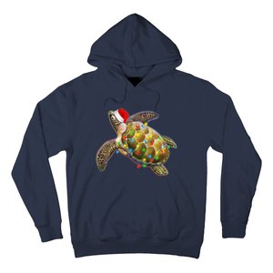 Cute Christmas Lights Santa Sea Turtle Hoodie