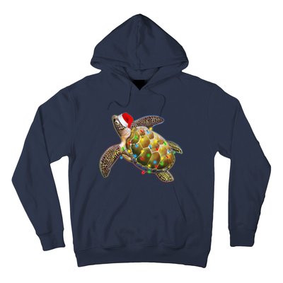 Cute Christmas Lights Santa Sea Turtle Hoodie