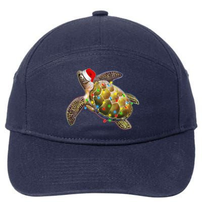 Cute Christmas Lights Santa Sea Turtle 7-Panel Snapback Hat