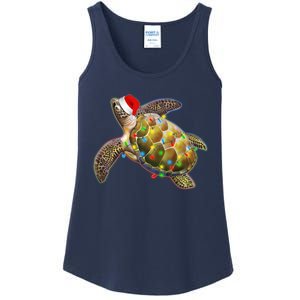 Cute Christmas Lights Santa Sea Turtle Ladies Essential Tank