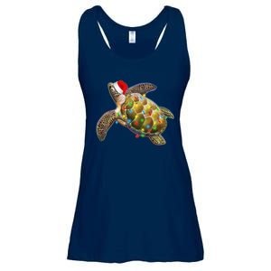 Cute Christmas Lights Santa Sea Turtle Ladies Essential Flowy Tank