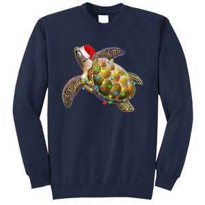 Cute Christmas Lights Santa Sea Turtle Tall Sweatshirt