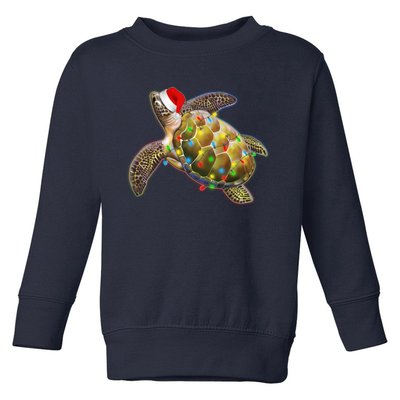 Cute Christmas Lights Santa Sea Turtle Toddler Sweatshirt