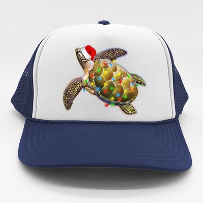 Cute Christmas Lights Santa Sea Turtle Trucker Hat