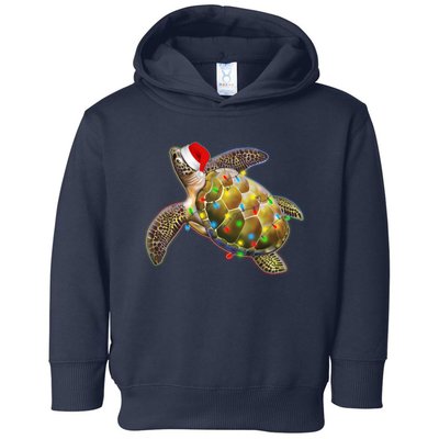 Cute Christmas Lights Santa Sea Turtle Toddler Hoodie