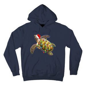 Cute Christmas Lights Santa Sea Turtle Tall Hoodie