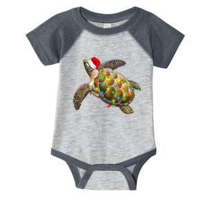 Cute Christmas Lights Santa Sea Turtle Infant Baby Jersey Bodysuit