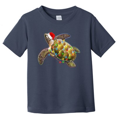 Cute Christmas Lights Santa Sea Turtle Toddler T-Shirt