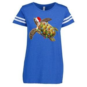 Cute Christmas Lights Santa Sea Turtle Enza Ladies Jersey Football T-Shirt