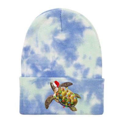 Cute Christmas Lights Santa Sea Turtle Tie Dye 12in Knit Beanie