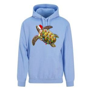 Cute Christmas Lights Santa Sea Turtle Unisex Surf Hoodie