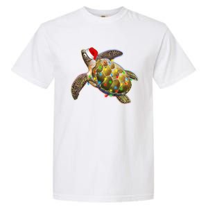 Cute Christmas Lights Santa Sea Turtle Garment-Dyed Heavyweight T-Shirt