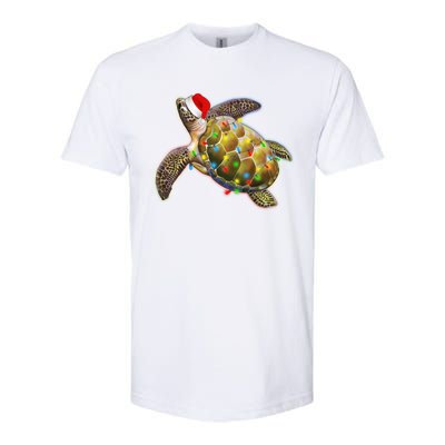 Cute Christmas Lights Santa Sea Turtle Softstyle® CVC T-Shirt