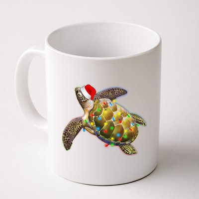 Cute Christmas Lights Santa Sea Turtle Coffee Mug