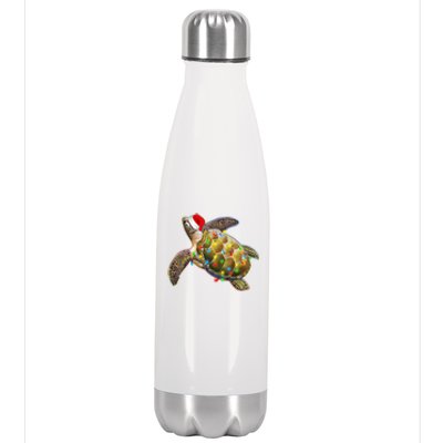 Cute Christmas Lights Santa Sea Turtle Stainless Steel Insulated Water Bottle