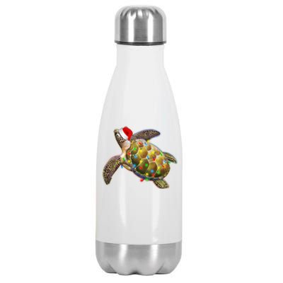 Cute Christmas Lights Santa Sea Turtle Stainless Steel Insulated Water Bottle