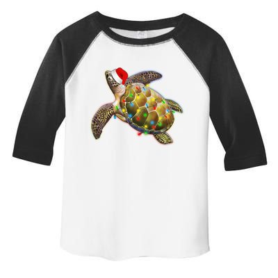 Cute Christmas Lights Santa Sea Turtle Toddler Fine Jersey T-Shirt