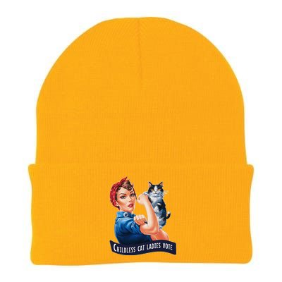 Childless Cat Ladies Vote Rosie The Riveter Knit Cap Winter Beanie