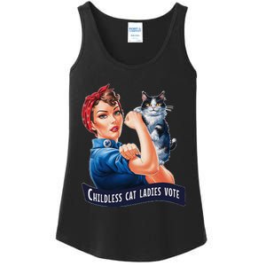 Childless Cat Ladies Vote Rosie The Riveter Ladies Essential Tank