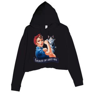 Childless Cat Ladies Vote Rosie The Riveter Crop Fleece Hoodie