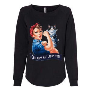 Childless Cat Ladies Vote Rosie The Riveter Womens California Wash Sweatshirt