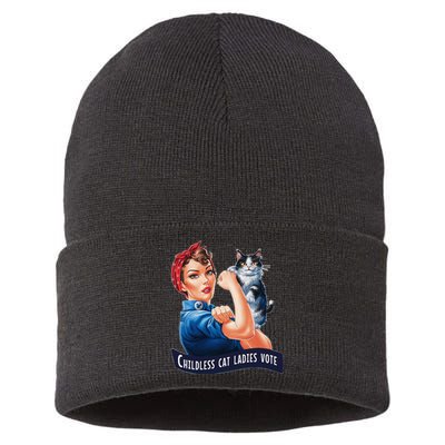 Childless Cat Ladies Vote Rosie The Riveter Sustainable Knit Beanie