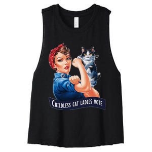 Childless Cat Ladies Vote Rosie The Riveter Women's Racerback Cropped Tank