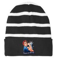 Childless Cat Ladies Vote Rosie The Riveter Striped Beanie with Solid Band