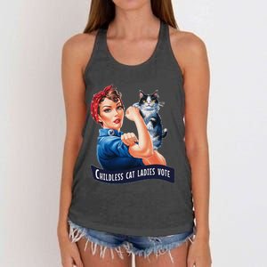 Childless Cat Ladies Vote Rosie The Riveter Women's Knotted Racerback Tank