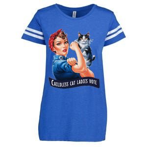 Childless Cat Ladies Vote Rosie The Riveter Enza Ladies Jersey Football T-Shirt