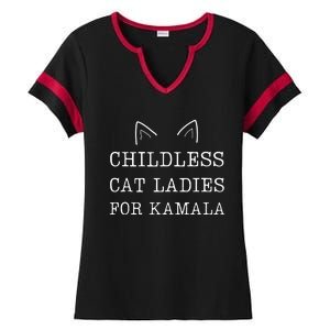 Childless Cat Ladies For Kamala 2024 Ladies Halftime Notch Neck Tee