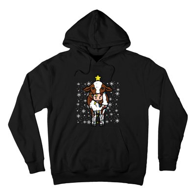 Cow Christmas Lights Funny Xmas Farm Farmer Hoodie