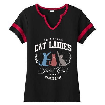 Childless Cat Lady Harris 2024 Ladies Halftime Notch Neck Tee