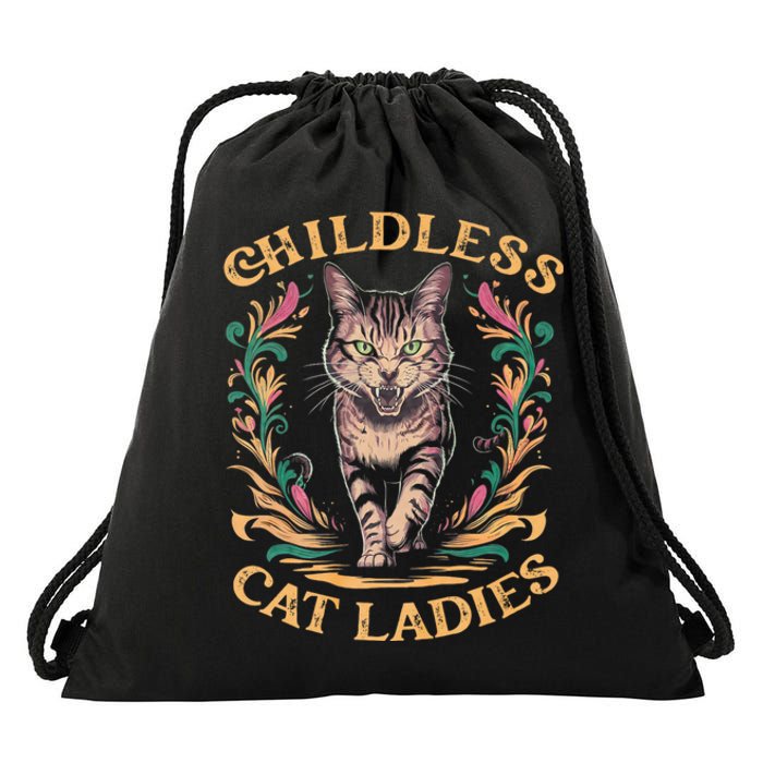 Childless Cat Ladies Feminist Childless Cat Ladies 2024 Drawstring Bag