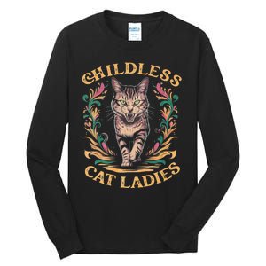 Childless Cat Ladies Feminist Childless Cat Ladies 2024 Tall Long Sleeve T-Shirt