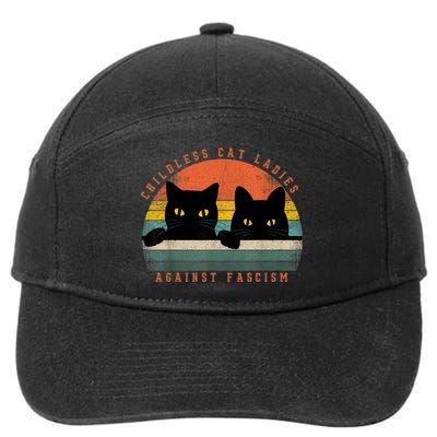 Childless Cat Ladies Feminist Childless Cat Ladies Against Fascism 7-Panel Snapback Hat