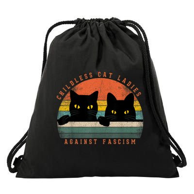 Childless Cat Ladies Feminist Childless Cat Ladies Against Fascism Drawstring Bag