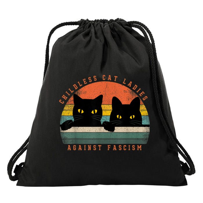 Childless Cat Ladies Feminist Childless Cat Ladies Against Fascism Drawstring Bag