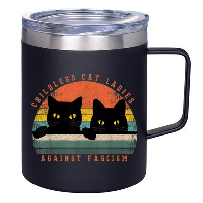 Childless Cat Ladies Feminist Childless Cat Ladies Against Fascism 12oz Stainless Steel Coffee Mug